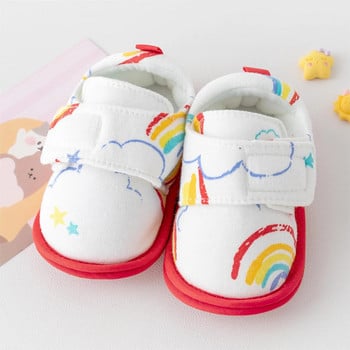 Нови сладки детски обувки с анимационни щампи с мека памучна подметка Неплъзгащи се бебешки обувки за момчета и момичета Ежедневни спортни обувки