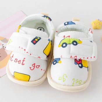 Нови сладки детски обувки с анимационни щампи с мека памучна подметка Неплъзгащи се бебешки обувки за момчета и момичета Ежедневни спортни обувки
