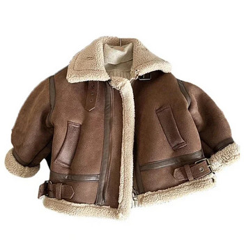 Παιδικά βελούδινα ζεστά μπουφάν Μόδα μωρό Παιδικό φλις Κορεάτικο παλτό για αγόρια για κορίτσια Πάχος φερμουάρ Suede παλτό 2023 Χειμώνας