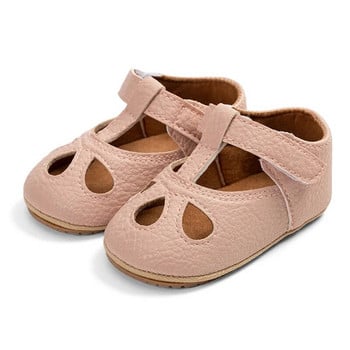 Βρεφικά Νεογέννητα Βρεφικά Μονόχρωμα Δερμάτινα Παπούτσια PU Αντιολισθητική Μαλακή Σόλα Παπούτσια Πριγκίπισσας για νήπια Hollow First Walking Παπούτσια 0-18 μηνών