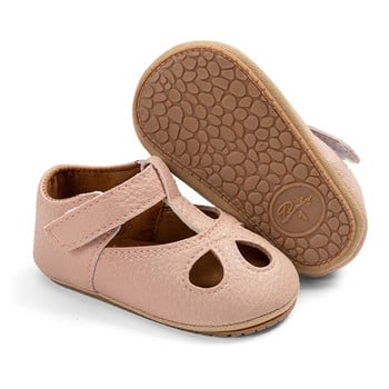 Бебешки новородени бебешки едноцветни обувки от PU кожа против хлъзгане, мека подметка Обувки за принцеса, малки деца, кухи обувки за първо ходене 0-18 месеца