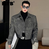 IEFB Argyle pánska prešívaná bunda s klopou, prackou, zipsom, gradientnou farbou, pánske krátke bavlnené kabáty, americký štýl, nový rok 2023, 9C3926