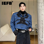 Jesenné oblečenie IEFB Pánske bundy s výklenkom, kontrastné farebné šitie, krátke siluety, vrchné oblečenie, móda v kórejskom štýle 9C3123