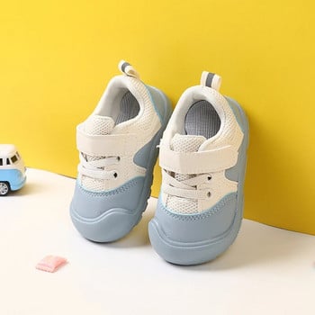 Пролетни и есенни бебешки обувки за ходене Мека подметка Кожени единични обувки Обувки с глава за момчета Дишащи мрежести обувки Детски обувки