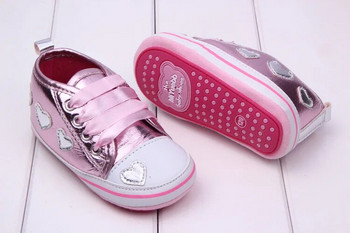 Бебешки обувки за момичета Маратонки Новородени момичета Сърце с шарка Първи проходилки Детски малки деца Спортни маратонки от PU кожа 0-18 месеца