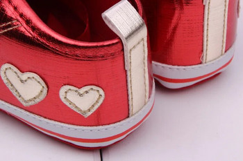 Бебешки обувки за момичета Маратонки Новородени момичета Сърце с шарка Първи проходилки Детски малки деца Спортни маратонки от PU кожа 0-18 месеца