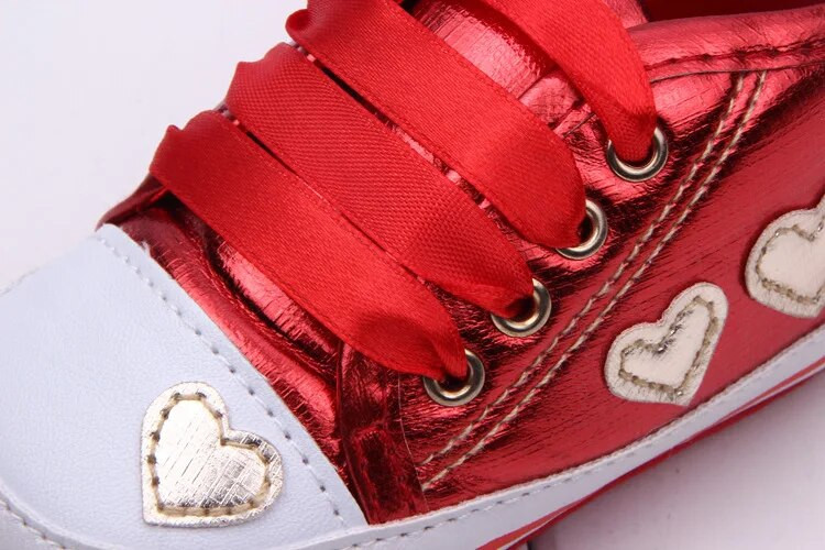 Pantofi pentru fetițe Pantofi Nou-născuți Fete Model inimă Primii plimbări Copii Copii mici Pantofi sport cu șireturi din piele PU 0-18 luni