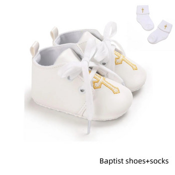 VALEN SINA 0-18 μηνών Baby\'s First Baptist Shoes: Newborn Boys and Girls\' White Baptist Shoes Soft Sole Walking Shoes