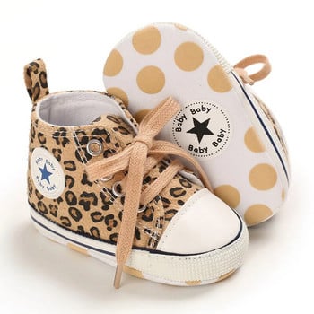 Класически бебешки обувки за момче момиче Леопард бебе сладко животно ежедневни плоски маратонки First Baby Glen Boot Памук против плъзгане First Walkers Shoe