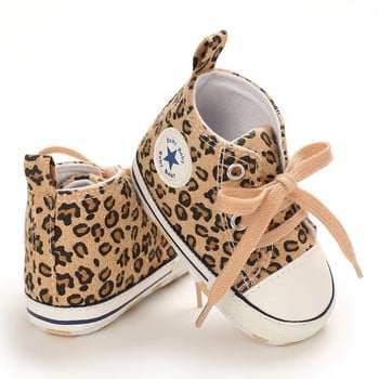 Класически бебешки обувки за момче момиче Леопард бебе сладко животно ежедневни плоски маратонки First Baby Glen Boot Памук против плъзгане First Walkers Shoe