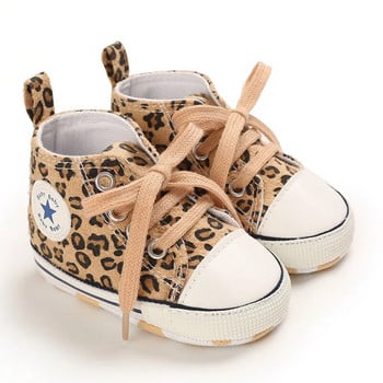 Κλασικό παπούτσι για αγόρι κορίτσι Leopard Baby Cute Animal Casual Flat Sneaker First Baby Ankle Boot Βαμβακερό αντιολισθητικό παπούτσι First Walkers