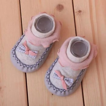 Φθινοπωρινά χειμερινά μοντέλα νεογέννητων παιδικών παπουτσιών Κάλτσες Βαμβακερές κάλτσες για κοριτσάκι Κάλτσες κινουμένων σχεδίων Φιόγκος αντιολισθητικό για παιδιά και κάλτσες