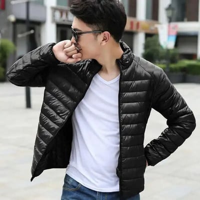 Pánsky prešívaný kabát, ľahký prešívaný kabát s krátkym výplňovým materiálom, zimné páperové bundy pre mužov, akcia, kórejské recenzie, veľa oblečenia 2024