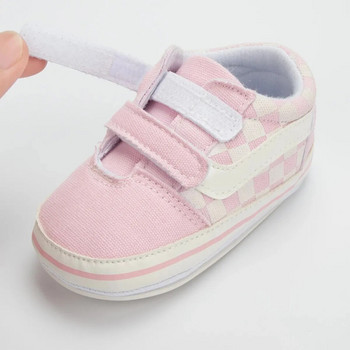 Meckior Baby Boy Girl Shoes Платнени маратонки Нехлъзгаща се гумена подметка Карирани ивици First Walkers Бебешки унисекс ежедневни обувки
