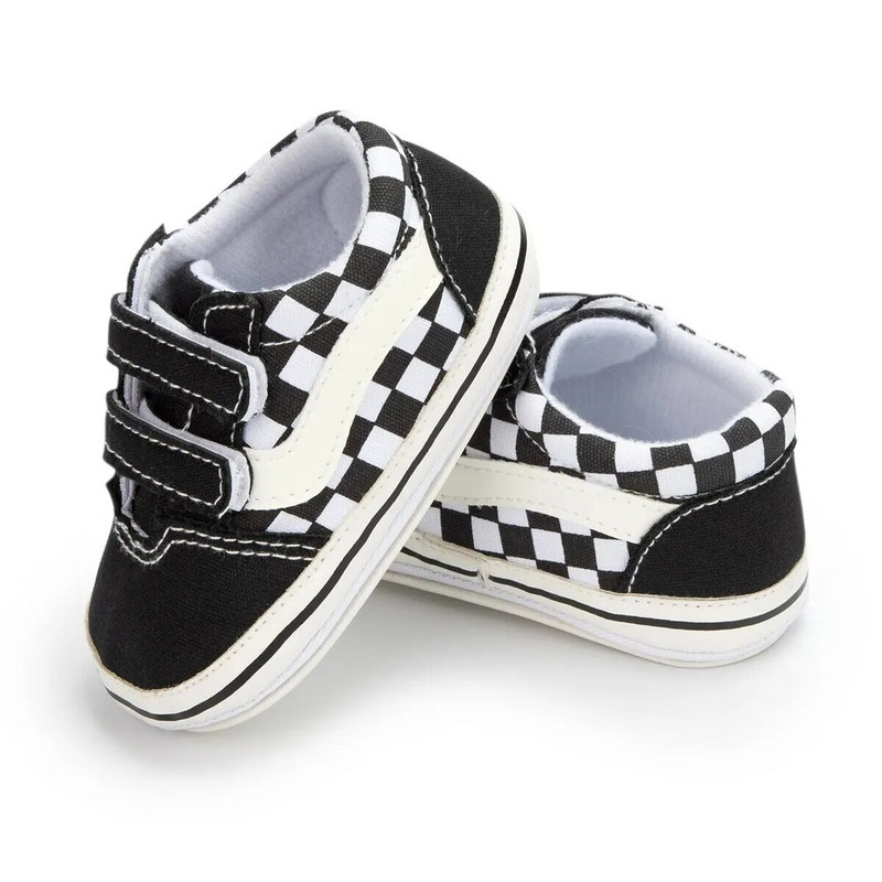 Meckior Baby Boy Girl Kings Canvas tossud Libisemiskindla kummitallaga Plaid Triibud Esimesed Kõndimisjalanõud Väikelaste Unisex vabaajajalatsid