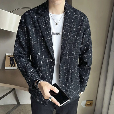 Nová jarná a jesenná módna značka krátkych šteniat a pekných pracovných oblekov s golierom, vysoko kvalitná ležérna bunda, všestranný pánsky kabát