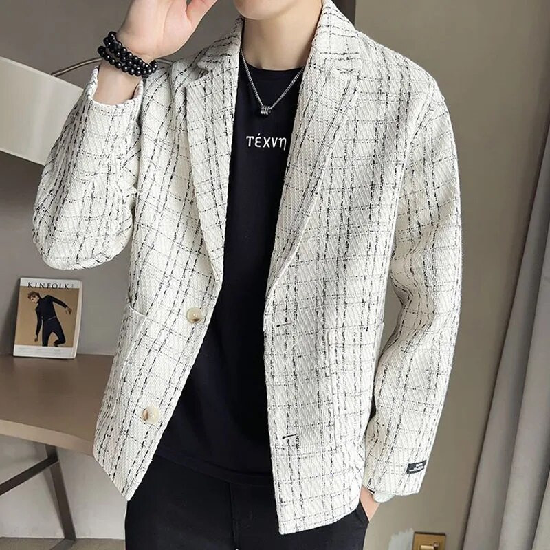 Nová jarná a jesenná módna značka krátkych šteniat a pekných pracovných oblekov s golierom, vysoko kvalitná ležérna bunda, všestranný pánsky kabát