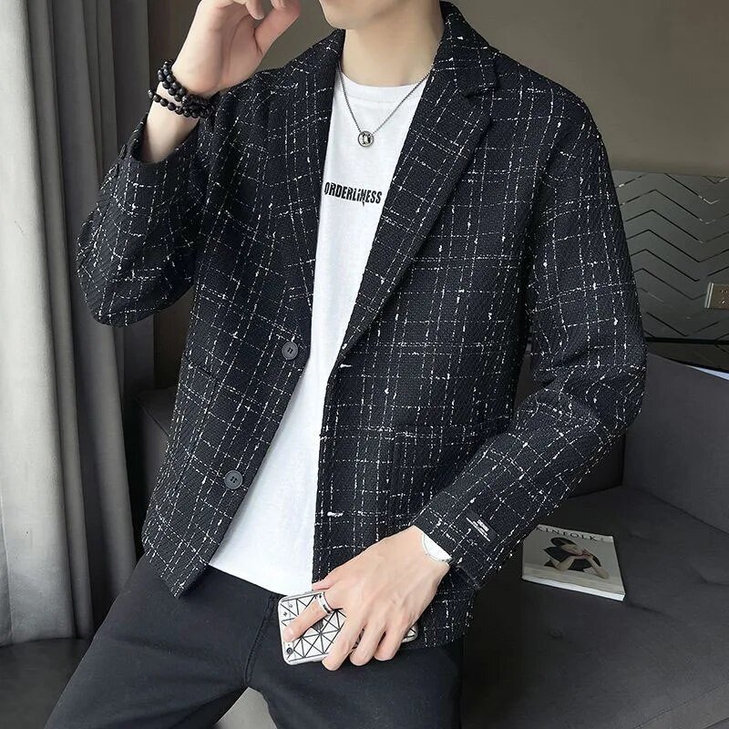 Nová jarná a jesenná módna značka krátkych šteniat a pekných pracovných oblekov s golierom, vysoko kvalitná ležérna bunda, všestranný pánsky kabát