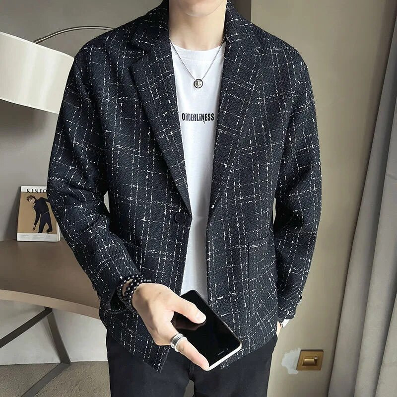 Nová jarná a jesenná módna značka krátkych šteniat a pekných pracovných oblekov s golierom, vysoko kvalitná ležérna bunda, všestranný pánsky kabát