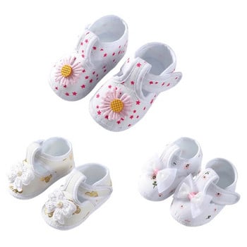 Ежедневни бебешки обувки Маратонки Детски нехлъзгащи се меки подметки Сладки обувки с панделки Новородени момичета Първи проходилки Сладки обувки за ходене на принцеса