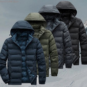 Pánska zimná biela páperová bunda 6XL, pánska nepremokavá vetruodolná bunda L-Stret s kapucňou, ultraľahká bunda pre všetky ročné obdobia