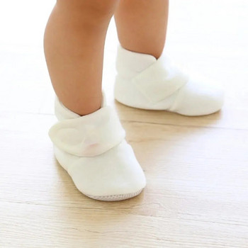 Чорапи за бебешки обувки Meckior Топли памучни обувки против хлъзгане Комфортни леки обувки за пълзене за малки деца Първи проходилки Бебешки обувки за момичета Ботуши