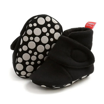 Чорапи за бебешки обувки Meckior Топли памучни обувки против хлъзгане Комфортни леки обувки за пълзене за малки деца Първи проходилки Бебешки обувки за момичета Ботуши