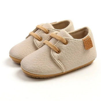Бебешки обувки Meckior Ретро PU кожени обувки за момче и момиче Прохождащи деца Гумена подметка Противоплъзгащи се мокасини за новородено