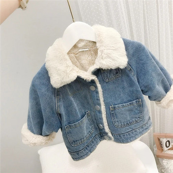 1-7T Παιδικό μωρό αγόρι Κοριτσάκι Χειμερινά ρούχα βελούδινα, ζεστό βρεφικό τζιν μπουφάν μακρυμάνικο χοντρό παλτό Παιδικά πανωφόρια