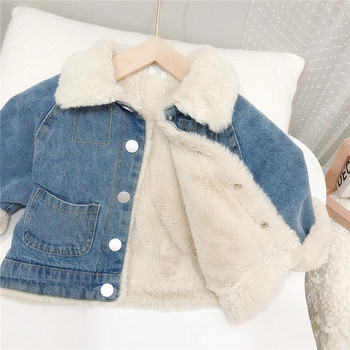 1-7T Παιδικό μωρό αγόρι Κοριτσάκι Χειμερινά ρούχα βελούδινα, ζεστό βρεφικό τζιν μπουφάν μακρυμάνικο χοντρό παλτό Παιδικά πανωφόρια
