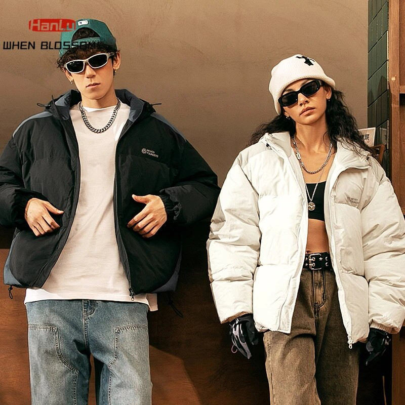 Talvine uus kapuutsiga sulejope Meeste/naiste moebränd Kerged riided Paksud soojad valged pardisuled Talveriided ülerõivad