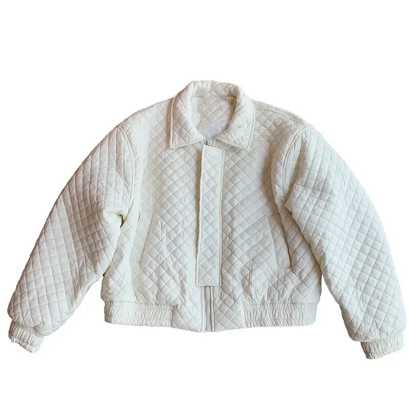 Zimná bunda pánska zahustená prešívaná bunda s klopou, voľný krátky kabát, bomber bunda pre mládež, streetwear