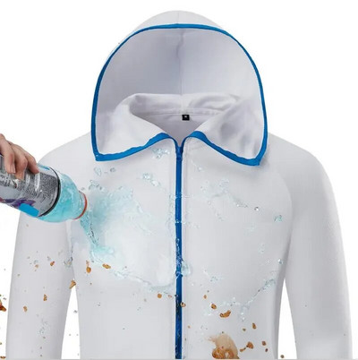 Jachetă de vară Glugă pentru bărbați, ușoară, impermeabilă, cu uscare rapidă, haină tehnică, subțire, protecție solară UV