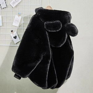 Armas karu plüüs beebipoiste jope uus sügistalvine soe kunstkarusnahast mantel Tüdrukutele kapuutsiga lumeülikond Laste ülerõivad riided 0-6a