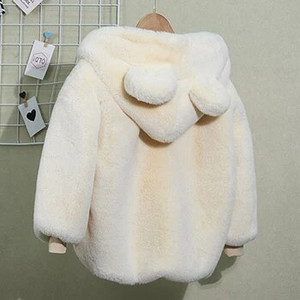 Armas karu plüüs beebipoiste jope uus sügistalvine soe kunstkarusnahast mantel Tüdrukutele kapuutsiga lumeülikond Laste ülerõivad riided 0-6a