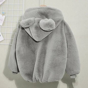 Armas karu plüüs beebipoiste jope uus sügistalvine soe kunstkarusnahast mantel Tüdrukutele kapuutsiga lumeülikond Laste ülerõivad riided 0-6a