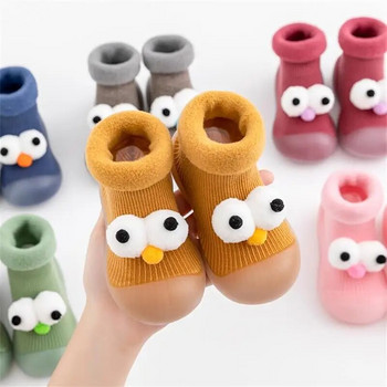 Есенни и зимни бебешки обувки за малко дете Удебелени топли вътрешни детски обувки Сладки анимационни памучни удобни дишащи домашни