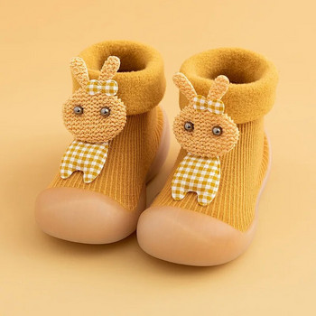 Есенни и зимни бебешки обувки за малко дете Удебелени топли вътрешни детски обувки Сладки анимационни памучни удобни дишащи домашни