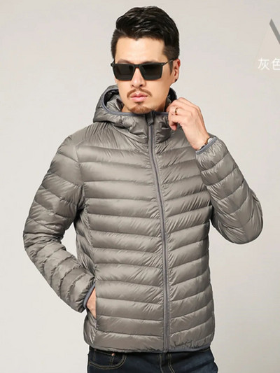 Jachetă de puf ușoară cu glugă pentru bărbați, îmbrăcăminte de marcă de toamnă și iarnă 2020, 90% puf de rață alb, jachetă caldă de modă 8 culori