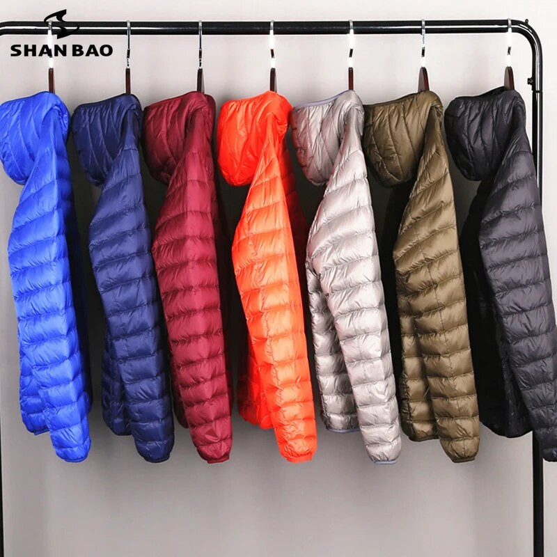 Jachetă de puf ușoară cu glugă pentru bărbați, îmbrăcăminte de marcă de toamnă și iarnă 2020, 90% puf de rață alb, jachetă caldă de modă 8 culori