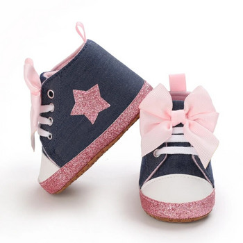 VALEN SINA 2021 Обувки за новородено момиче First Walker Baby Shoes Мека неплъзгаща се подметка Прекрасен лък Ежедневни платнени детски обувки