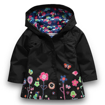Μόδα για κορίτσια Αδιάβροχα Παιδικά Ρούχα Φθινοπωρινά casual Βρεφικά Αγόρια Ανεμοδαρμένα μακρυμάνικο μπουφάν λουλούδι στάμπα Παιδικά ρούχα με κουκούλα