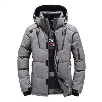 Zimné parky pre mužov, páperová bunda, biela kačica, páperová bunda s kapucňou, vonkajšia hrubá teplá prešívaná snehová bunda, nadrozmerná veľkosť M-4XL