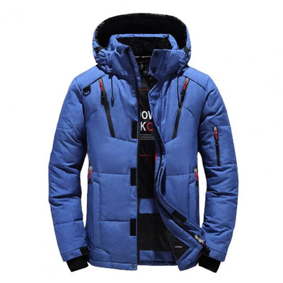 Zimné parky pre mužov, páperová bunda, biela kačica, páperová bunda s kapucňou, vonkajšia hrubá teplá prešívaná snehová bunda, nadrozmerná veľkosť M-4XL