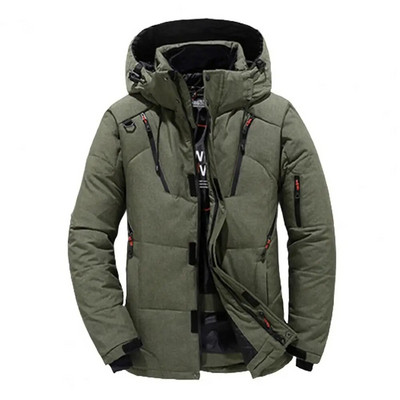 Zimné parky pre mužov, páperová bunda, biela kačica, páperová bunda s kapucňou, vonkajšia hrubá teplá prešívaná snehová bunda, nadrozmerná veľkosť M-4XL