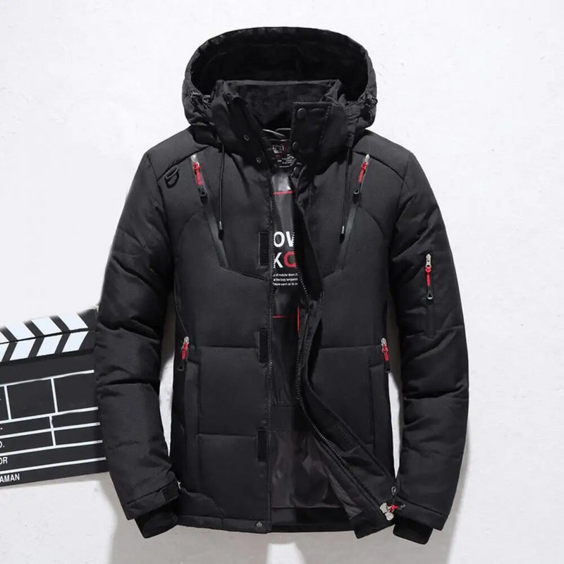 Zimné parky pre mužov, páperová bunda, biela kačica, páperová bunda s kapucňou, vonkajšia hrubá teplá prešívaná snehová bunda, nadrozmerná veľkosť M-4XL