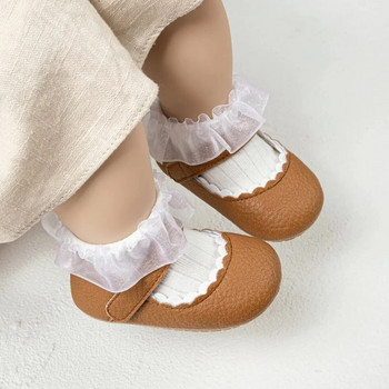Meckior Обувки за бебета, момчета, момичета, бебешки кожени гумени подметки, противоплъзгащи се за малки деца, първите прохождащи обувки за новородено момиче, принцеса