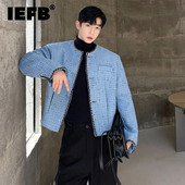 IEFB Jachete pentru bărbați Tendință, stil, personalitate, paiete, haină scurtă, stil coreean, îmbrăcăminte exterioară fără guler, toamna 2023, bărbat nou 9C2301