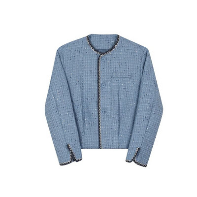 IEFB Jachete pentru bărbați Tendință, stil, personalitate, paiete, haină scurtă, stil coreean, îmbrăcăminte exterioară fără guler, toamna 2023, bărbat nou 9C2301