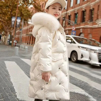 2024 Κορεάτικα φθινοπωρινά χειμωνιάτικα πάρκα για κορίτσια Αδιάβροχο γυαλιστερό ζεστό μακρυά πανωφόρι για κορίτσια 5-14 ετών Παιδικό εφηβικό σακάκι